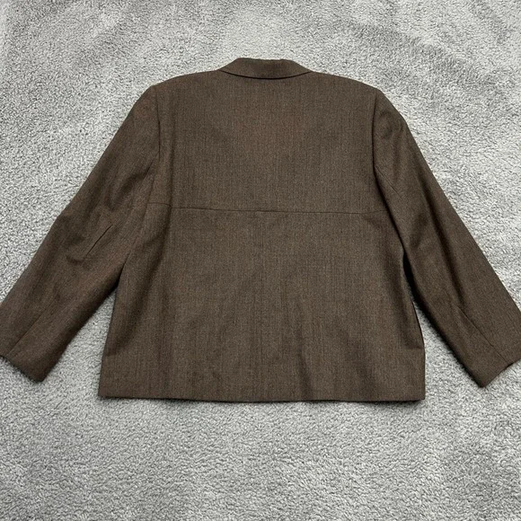 L.L. Bean Blazer Women 18P Brown Good Wool 3-Button Made in USA OMU45 - Picture 2 of 10